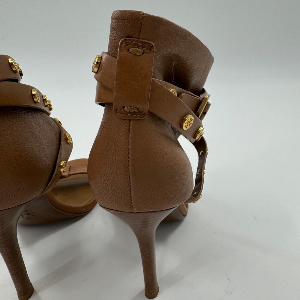 Tory Burch Graham Brown Leather Strappy High Heel Sandals 9M - Picture 15 of 15